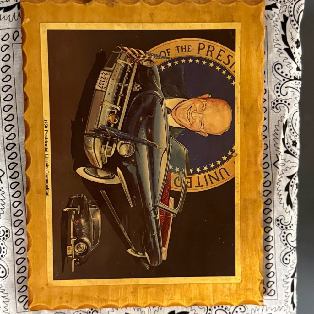 Mid Century 1950 Presidential Lincoln Cosmopolitan Plaque Eisenhower